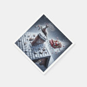 Rentier Mishap auf einem schneebedeckten Dach Serviette (Ecke)