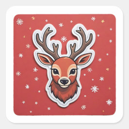 Rentier mit Antlers Quadratischer Aufkleber