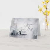 Rentier mit Big Antlers Weihnachten im Wasser Karte (Gelbe Blume)