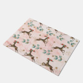 Rentier mit Blume im Antlermuster Fußmatte (Schrägansicht)