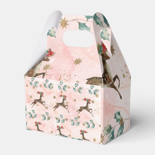 Rentier mit Blume im Antlermuster Geschenkschachtel (Vorderseite)