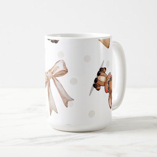 Rentier mit Bows Coffee Tasse (VorderseiteRechts)