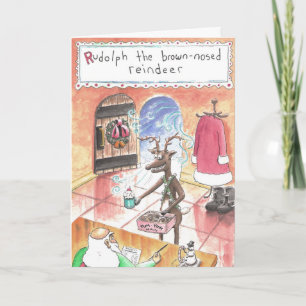 Rentier mit brauner Nase Feiertagskarte
