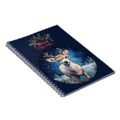 Rentier mit fröhlichem Weihnachtskranz-Gruß Notizblock (Rechte Seite)