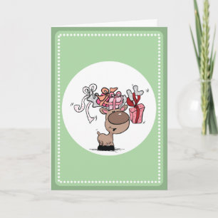 Rentier mit Geschenkboxen Feiertagskarte