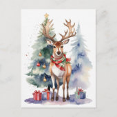Rentier mit Geschenken Postkarte (Vorderseite)