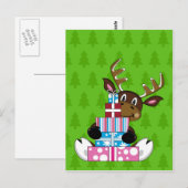 Rentier mit Geschenkkarte Postkarte (Vorne/Hinten)