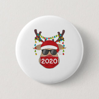 Rentier mit Gesichtsmaske Weihnachten 2020 Button