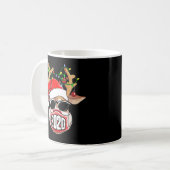Rentier mit Gesichtsmaske Weihnachten 2020 Familie Kaffeetasse (Vorderseite Links)