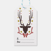 Rentier mit goldener Weihnachtshandzeichnung Geschenkanhänger (Rückseite)