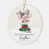 Rentier mit Lights Baby First Christmas Keramik Ornament (Links)