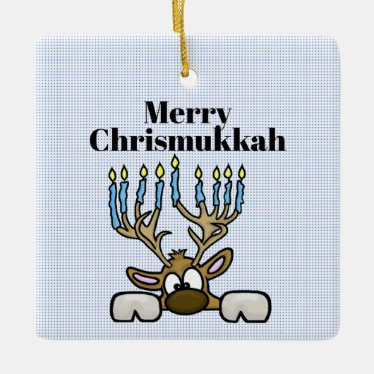 Rentier mit Menorah Antlers Chrismukkah Ornament (Vorderseite)