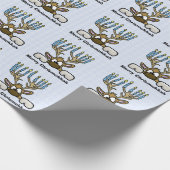 Rentier mit Menorah Antlers Chrismukkah Paper Geschenkpapier (Ecke)