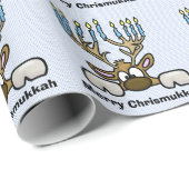 Rentier mit Menorah Antlers Chrismukkah Paper Geschenkpapier (Rolleneckpunkt)