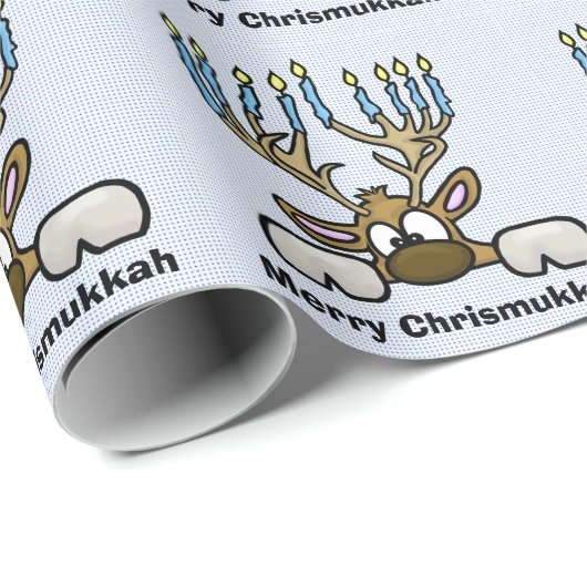 Rentier mit Menorah Antlers Chrismukkah Paper Geschenkpapier (Rolleneckpunkt)