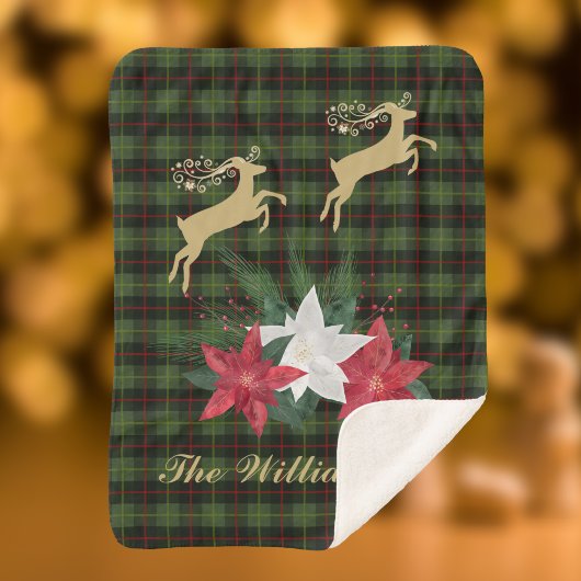 Rentier mit Poinsettias Sherpadecke