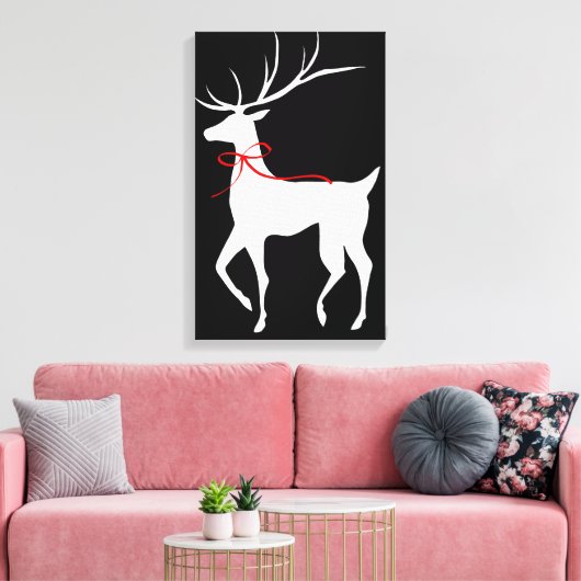 Rentier mit Red Bow Leinwanddruck (Insitu (Wohnzimmer))