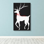 Rentier mit Red Bow Leinwanddruck (Insitu (Holzboden))