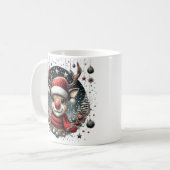 Rentier mit roter Nose und Weihnachtsmannmütze Art Kaffeetasse (Vorderseite Links)