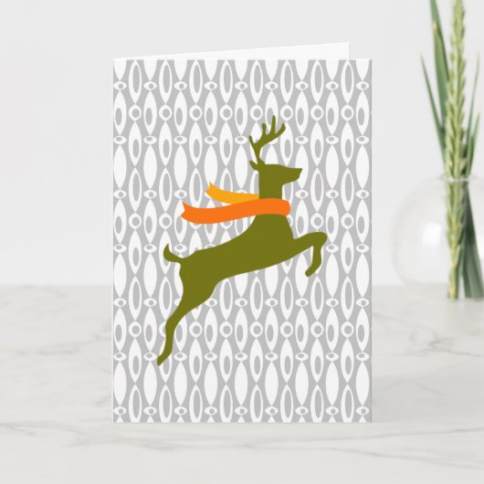 Rentier mit Scarf Feiertagskarte (Vorderseite)