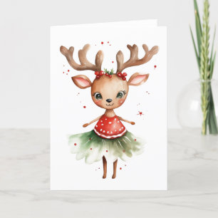 Rentier mit Weihnachtsbeleuchtung Feiertagskarte