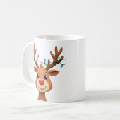 Rentier mit Weihnachtsleuchten Kaffeetasse (Vorderseite Links)