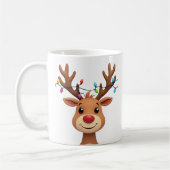 Rentier mit Weihnachtsleuchten Kaffeetasse (Links)