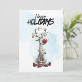 Rentier mit Weihnachtslichtern Feiertagskarte (Stehend Vorderseite)