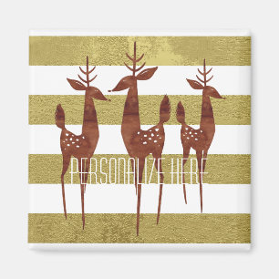 Rentier Mitte des Jahrhunderts Gold und weiß gestr Magnet