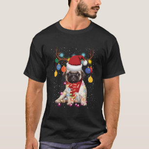 Rentier Mops Dog Weihnachtslicht Funny Xmas Pajam T-Shirt