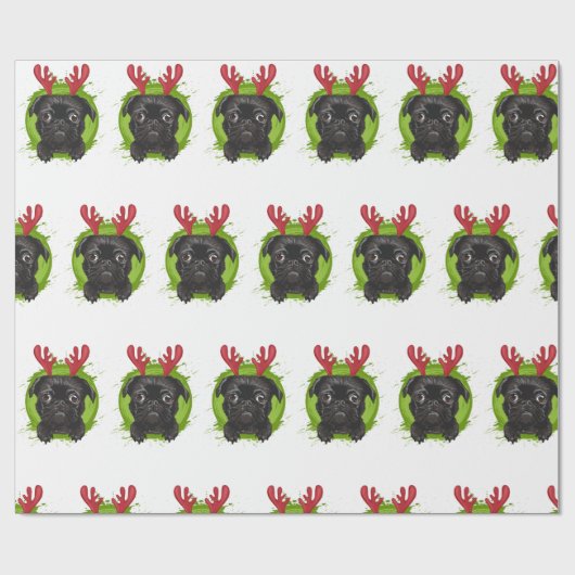 Rentier-Mops Geschenkpapier (Flach)