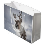 Rentier Nature Foto Große Geschenktüte (Rückseite Schrägansicht)