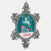 Rentier nennt Schneeflocken Weihnachtsschmuck Schneeflocken Zinn-Ornament (Links)