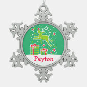 Rentier nennt Schneeflocken Weihnachtsschmuck Schneeflocken Zinn-Ornament (Vorderseite)