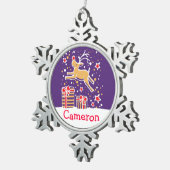 Rentier nennt Schneeflocken Weihnachtsschmuck Zinn-Ornament (Rechts)