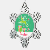 Rentier nennt Schneeflocken Weihnachtsschmuck Zinn-Ornament (Rechts)