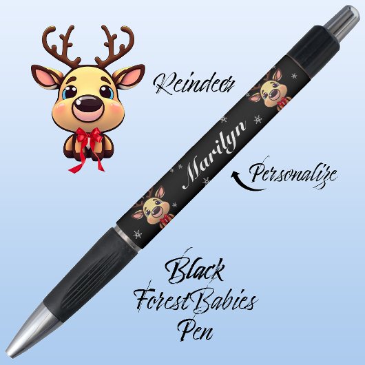 Rentier Niedlich Funny Xmas Deer mit Antlers Black Kugelschreiber
