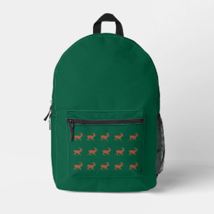 Rentier Nordisches Muster Grün Bedruckter Rucksack