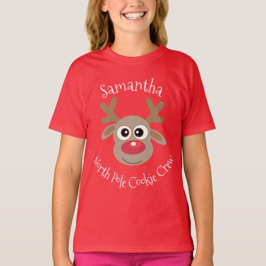 Rentier North Pole Cookie Crew Spaß Weihnachten T-Shirt (Vorderseite)