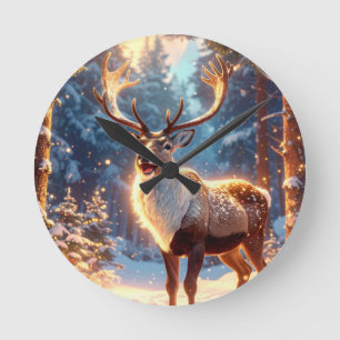 Rentier of Santa Claus Runde Wanduhr