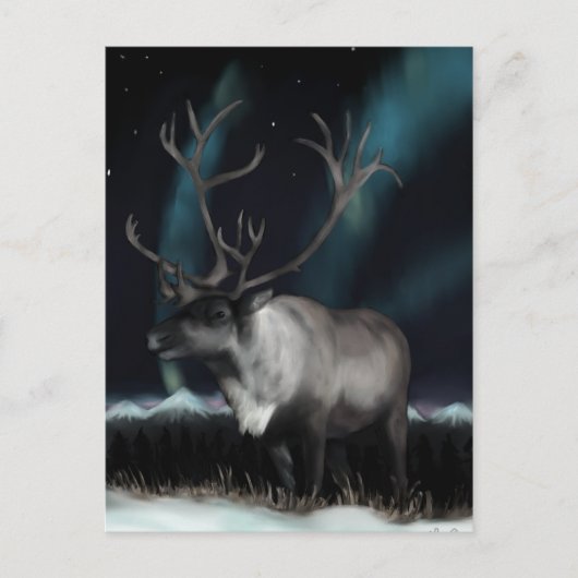 Rentier of the Northern Lights Postcard Postkarte (Vorderseite)