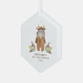 Rentier Outfit Baby's 1. Weihnachtsdekoration Ornament Aus Glas (Vorderseite Links)