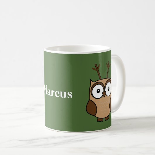Rentier Owl Weihnachten Personalisiert Kaffeetasse (VorderseiteRechts)