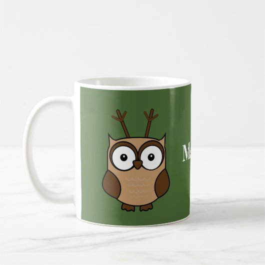 Rentier Owl Weihnachten Personalisiert Kaffeetasse (Links)