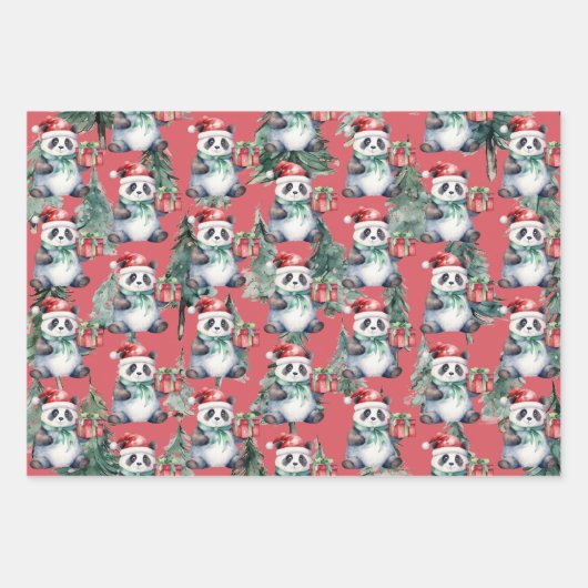 Rentier, Panda Bear zu Weihnachten Geschenkpapier Set (Vorderseite 3)
