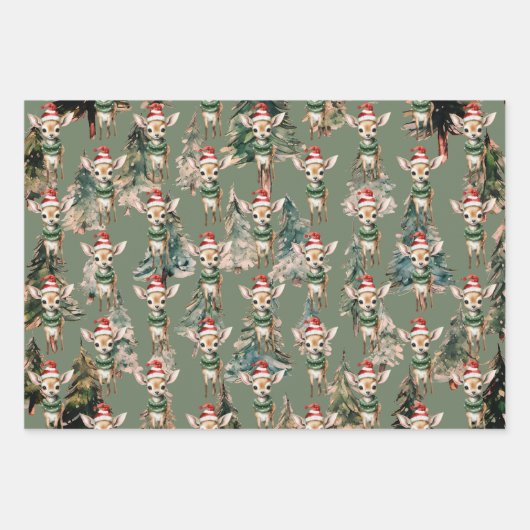 Rentier, Panda Bear zu Weihnachten Geschenkpapier Set (Vorderseite 2)