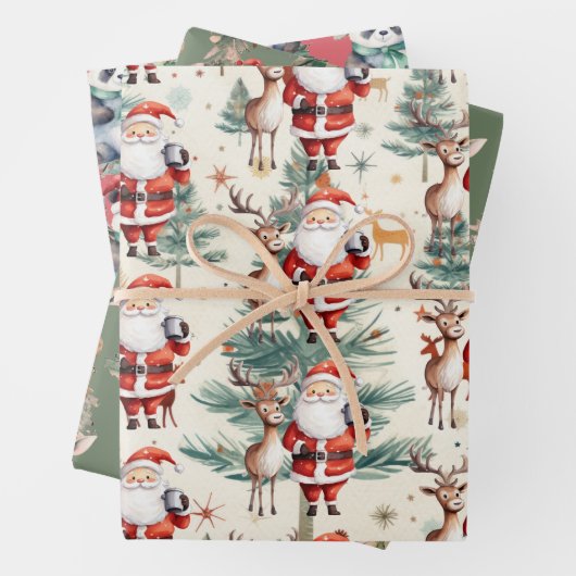 Rentier, Panda Bear zu Weihnachten Geschenkpapier Set (Beispiel)