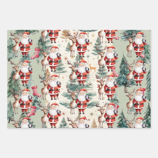 Rentier, Panda Bear zu Weihnachten Geschenkpapier Set (Vorderseite)