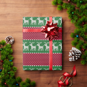 Rentier-Parade Strickmuster Geschenkpapier