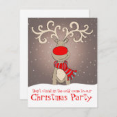 Rentier Party Einladung Weich grau (Vorne/Hinten)